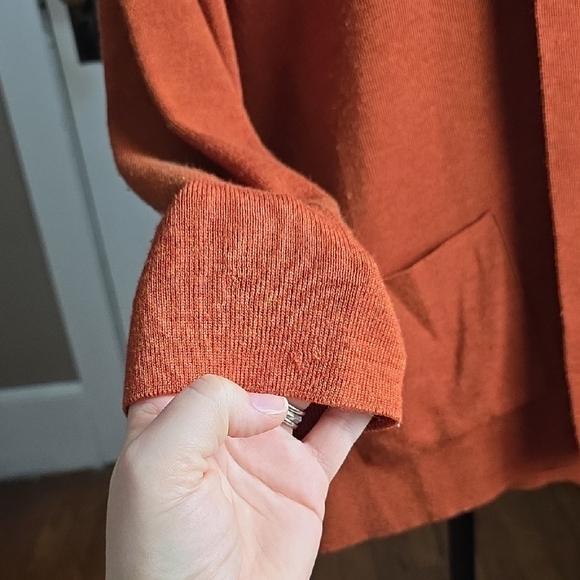 Women's Orange Open Front Sweater - Picture 9 of 11